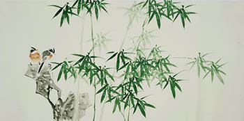 Chinese Bamboo Painting,136cm x 68cm,wrf21179008-x