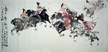 Chinese Beautiful Ladies Painting,69cm x 138cm,3508003-x