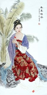 Chinese Beautiful Ladies Painting,66cm x 136cm,3547002-x