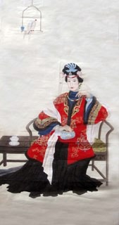 Chinese Beautiful Ladies Painting,66cm x 136cm,3622008-x