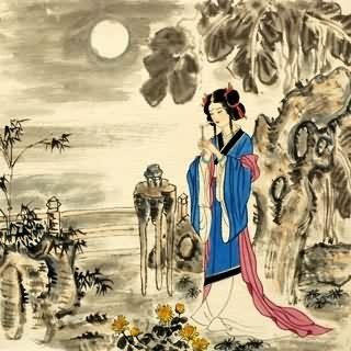 Chinese Beautiful Ladies Painting,69cm x 69cm,3716008-x