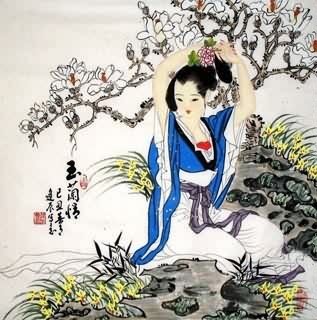 Chinese Beautiful Ladies Painting,69cm x 69cm,3716013-x