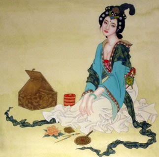 Chinese Beautiful Ladies Painting,66cm x 66cm,3717001-x