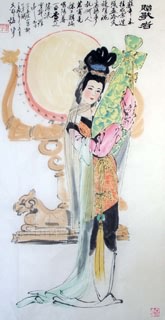 Chinese Beautiful Ladies Painting,50cm x 100cm,3778008-x