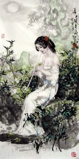 Chinese Beautiful Ladies Painting,50cm x 100cm,3798010-x