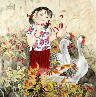 Chinese Boyes Painting,66cm x 66cm,31097004-x