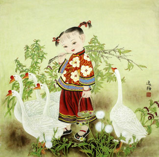 Chinese Boyes Painting,66cm x 66cm,31097006-x