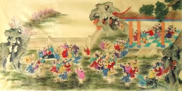 Chinese Boyes Painting,69cm x 138cm,3336050-x