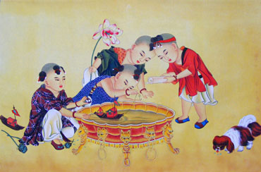 Chinese Boyes Painting,69cm x 46cm,3506016-x