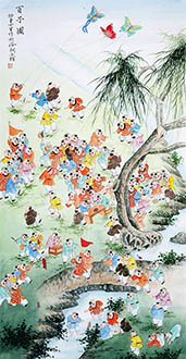 Chinese Boyes Painting,68cm x 136cm,3803022-x