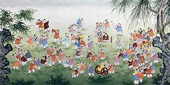 Chinese Boyes Painting,69cm x 138cm,3803024-x