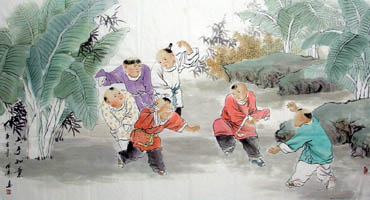Chinese Boyes Painting,97cm x 180cm,3805004-x