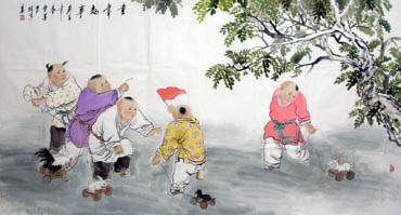 Chinese Boyes Painting,97cm x 180cm,3805005-x