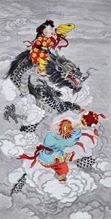 Chinese Boyes Painting,66cm x 136cm,3807029-x