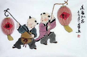 Chinese Boyes Painting,69cm x 46cm,3814001-x