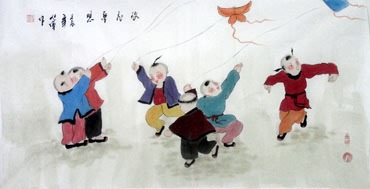 Chinese Boyes Painting,50cm x 100cm,3814004-x