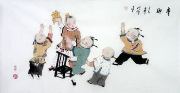 Chinese Boyes Painting,50cm x 100cm,3814009-x
