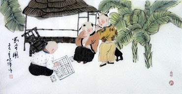 Chinese Boyes Painting,50cm x 100cm,3814010-x