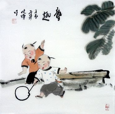 Chinese Boyes Painting,50cm x 100cm,3814014-x