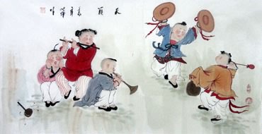Chinese Boyes Painting,50cm x 50cm,3814025-x