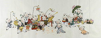 Chinese Boyes Painting,65cm x 175cm,3814028-x