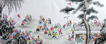 Chinese Boyes Painting,96cm x 240cm,3814029-x