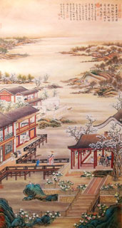 Chinese Buildings Pavilions Palaces Towers Terraces Painting,97cm x 180cm,1452002-x