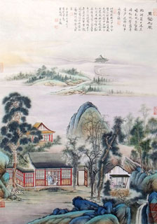 Chinese Buildings Pavilions Palaces Towers Terraces Painting,80cm x 110cm,1452007-x