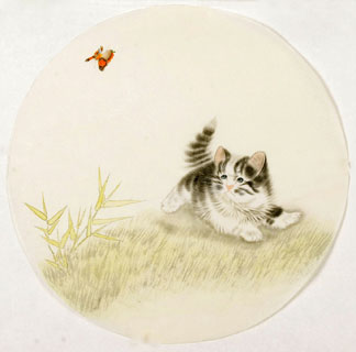 Chinese Cat Painting,45cm x 45cm,4481016-x