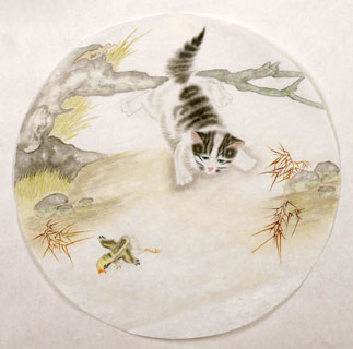 Chinese Cat Painting,45cm x 45cm,4481020-x