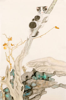 Chinese Cat Painting,69cm x 46cm,4481029-x