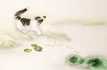 Chinese Cat Painting,69cm x 46cm,4481032-x