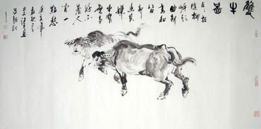 Chinese Cattle Painting,66cm x 136cm,4326007-x