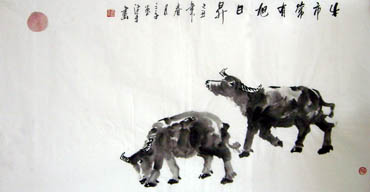 Chinese Cattle Painting,50cm x 100cm,4326008-x