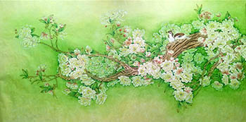 Chinese Cherry Blossom Painting,96cm x 180cm,2735030-x