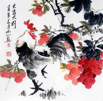 Chinese Chicken Painting,50cm x 50cm,2357007-x