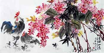 Chinese Chicken Painting,70cm x 135cm,2357011-x