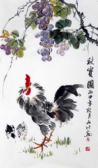 Chinese Chicken Painting,50cm x 100cm,2357013-x