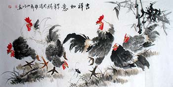 Chinese Chicken Painting,70cm x 135cm,2357014-x