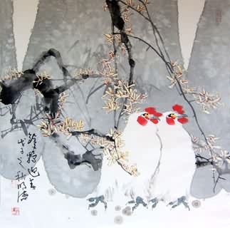 Chinese Chicken Painting,69cm x 69cm,4372001-x