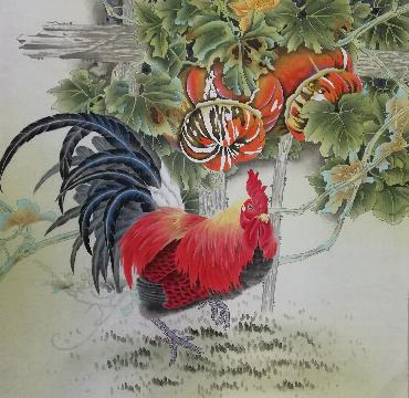 Chinese Chicken Painting,66cm x 66cm,4387008-x