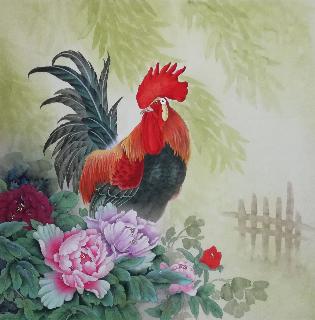 Chinese Chicken Painting,66cm x 66cm,4387010-x