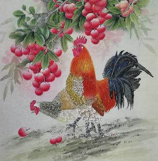 Chinese Chicken Painting,66cm x 66cm,4387011-x