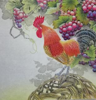 Chinese Chicken Painting,66cm x 66cm,4387012-x