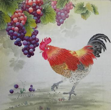 Chinese Chicken Painting,66cm x 66cm,4387014-x