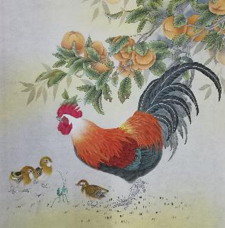 Chinese Chicken Painting,66cm x 66cm,4387015-x
