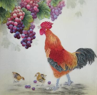 Chinese Chicken Painting,66cm x 66cm,4387016-x