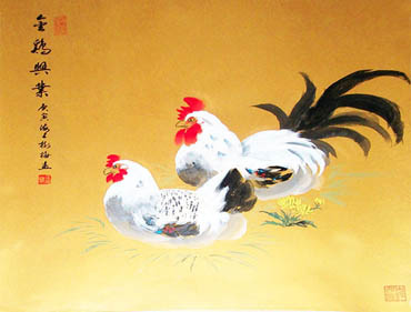 Chinese Chicken Painting,69cm x 69cm,4473008-x