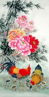 Chinese Chicken Painting,69cm x 138cm,4482001-x