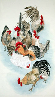 Chinese Chicken Painting,69cm x 138cm,4482002-x